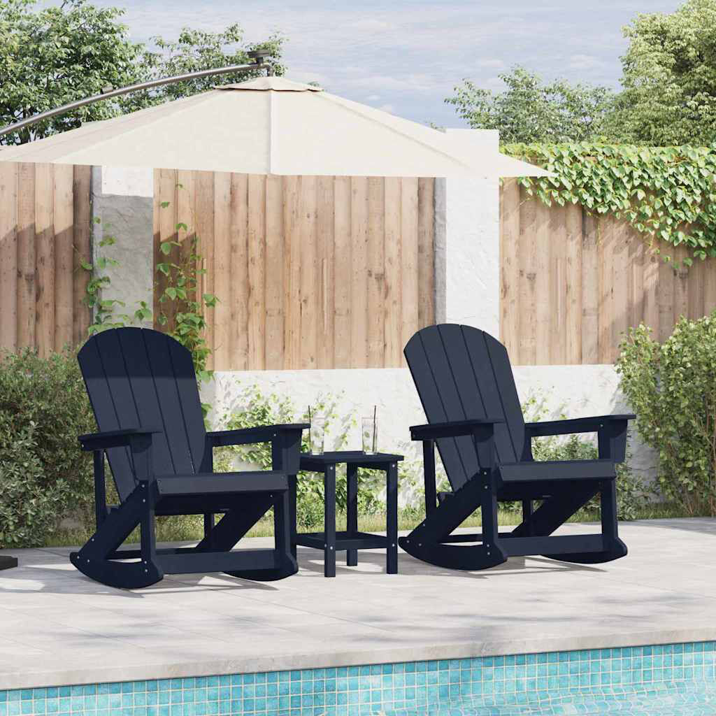 Beachcrest Home Garden Lounge Set HDPE Outdoor Furniture Patio Terrace Rocking Seating Navy Blue 73.5;92cm H X 73.5cm W X 92cm D