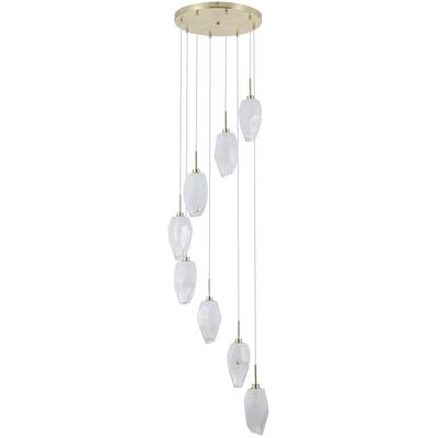 SEARCHLIGHT Hängeleuchte "Hängeleuchte Rocky, 8-flammig", weiß (messing und weiß), 8, Ø 46cm H: 29cm, 1 Stk., Leuchten, Marmor-Optik, Hängeleuchte