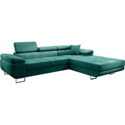 ECKSCHLAFSOFA Alons verstellbaren Kopfstützen, Dunkelgrün, rechts