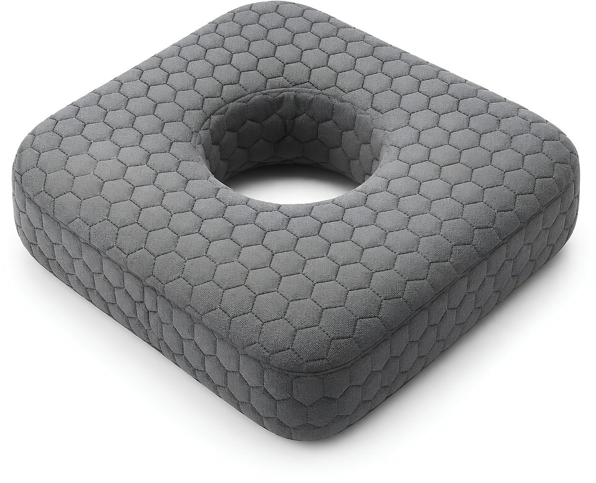 Grijs Memory Foam Piercing Donut Kussen voor volwassenen
