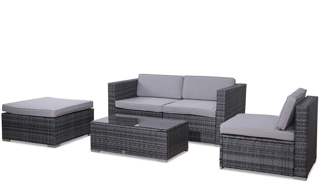 Ebern Designs Ferdaws Metal 4 - Piece Sofa Set with Cushions Grey/Grey 4