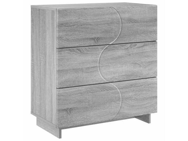 GHVBNMF Sideboard Kommode 70 x 38 x 75 cm Holzwerkstoff Sonoma-Grau Drei Schubladen bieten strukturierten Stauraum für Küche oder Flur, während die Oberplatte Dekoration trägt.