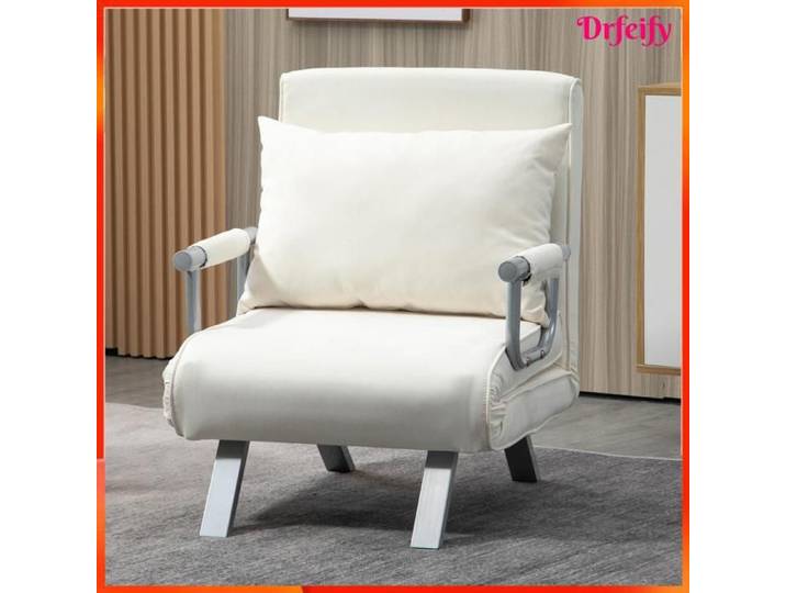 Fauteuil chauffeuse convertible 1 place - AKOZON - 8650 - Déhoussable lavable - Dossier 5 positions - Accoudoirs métal