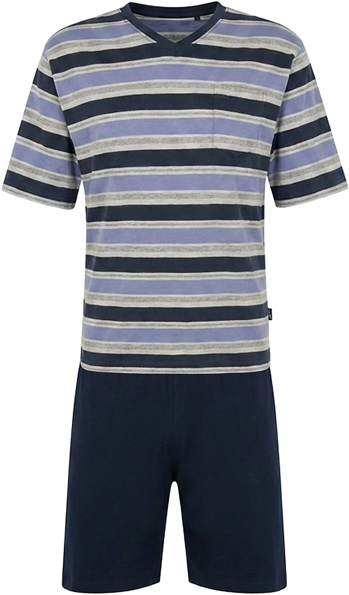 Schlafanzug HAJO "Pyjama Klima-Light Shorty", Herren, Gr. L, blau, Obermaterial: 60% Baumwolle CO. 40% Polyester PES., Homewear-Sets Schlafanzug