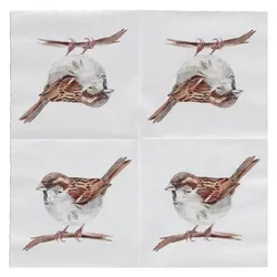 Esschert Design, Servietten, Papierservietten Spatz 33x33cm (20 Stk., 33 x 33 cm)
