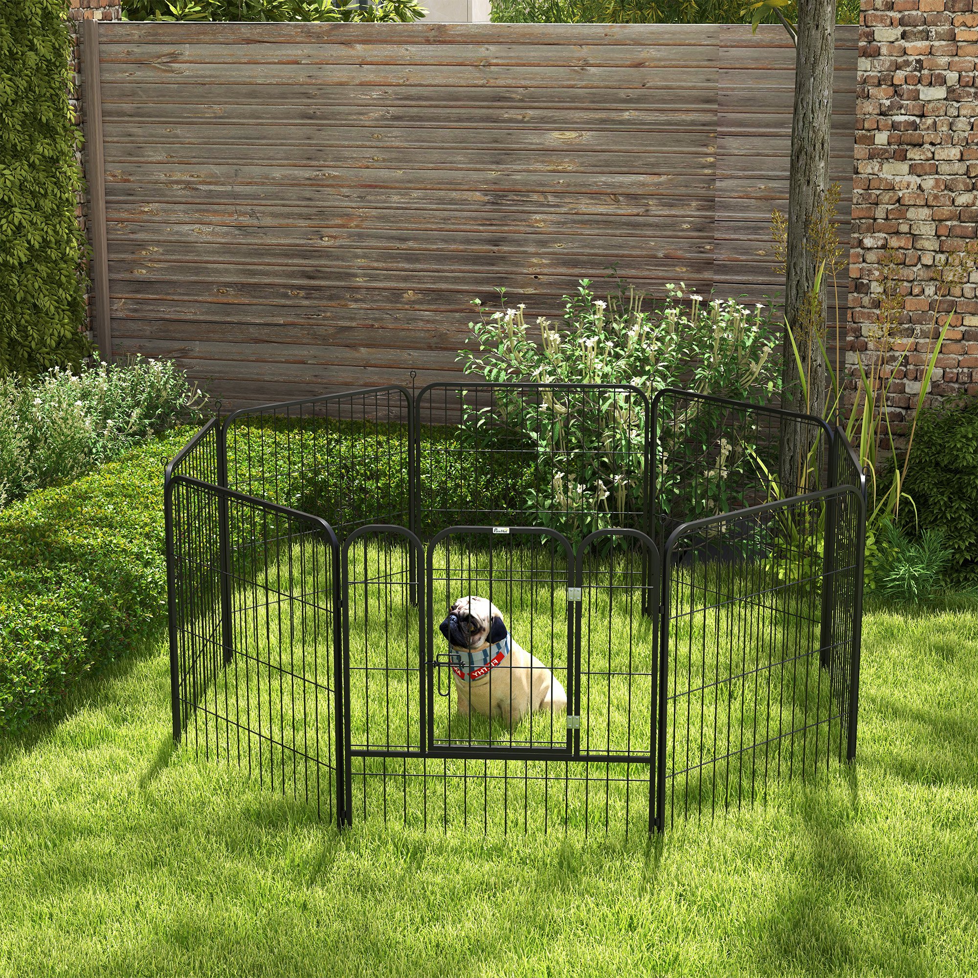 Pawhut Recinto per Cani e per Cuccioli, Recinto Modulare per Cani da Interno ed Esterno in Metallo e Acciaio 8 Pannelli 79x79cm Aosom
