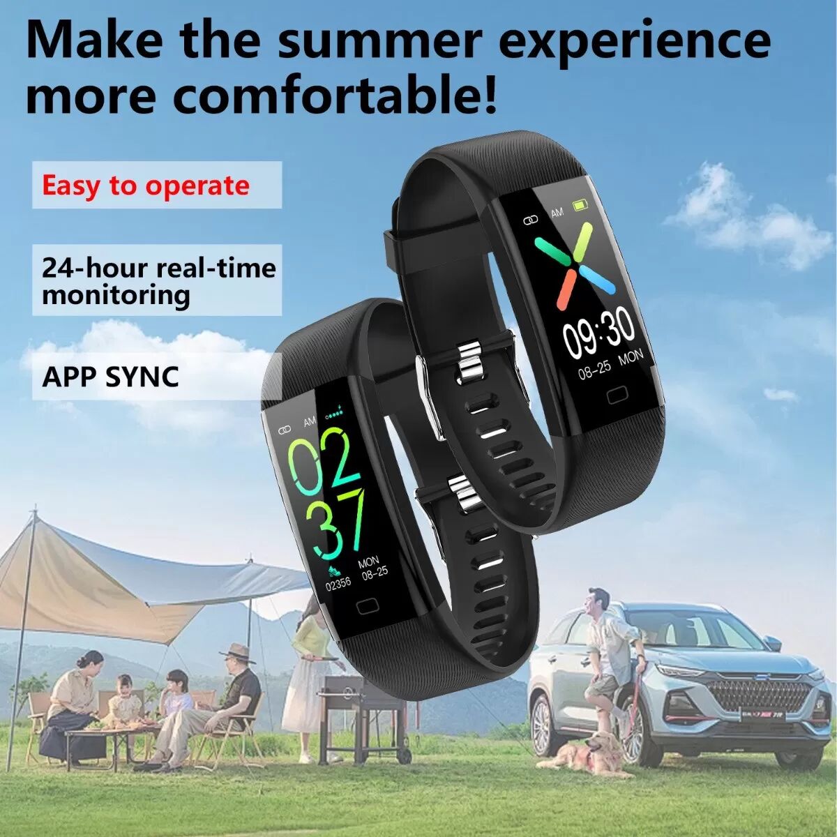 INF Smartwatch kompatibel mit Joeme Fit – Blutdruck, SpO2, Herzfrequenzmesser, 50+ Sportmodi, IP67 wasserdicht Rot