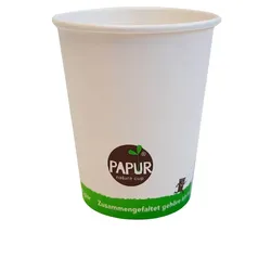 2500x Pappbecher Bio, PAPUR, weiß-grün, 200ml