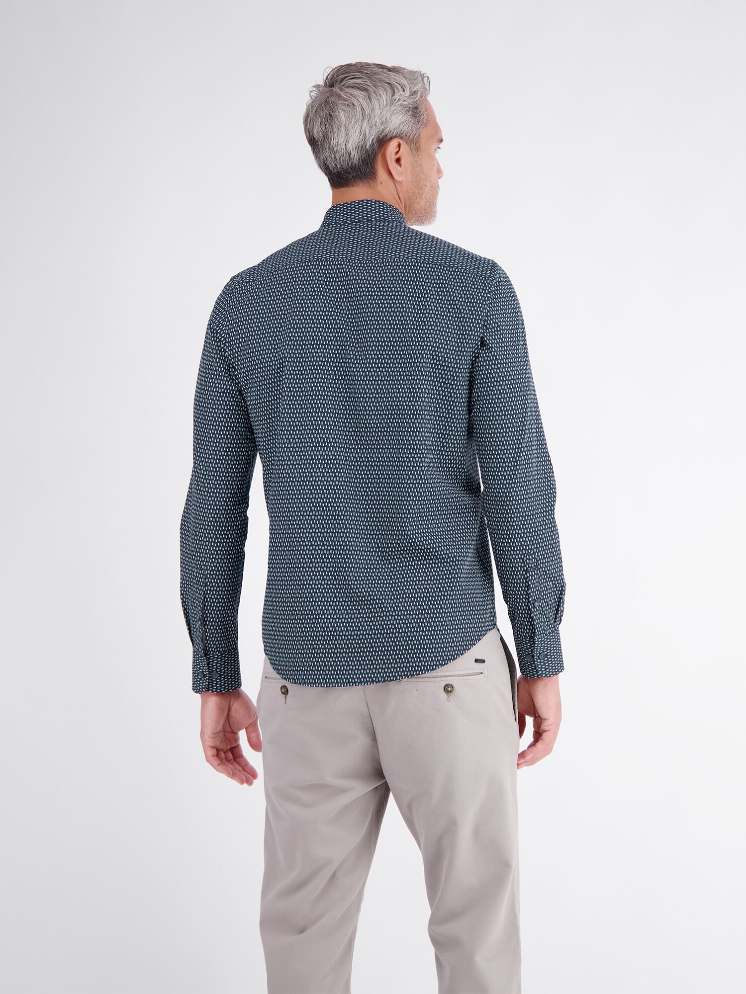 Langarmhemd LERROS "Sportliches Herrenhemd mit modernem Minimalprint-Design", Herren, Gr. S, Normalgrößen, blau (classic navy), 100% Baumwolle, Hemden Langarmhemd