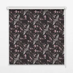 INNENROLLO - Fensterrollo - Rollo - 100x140 cm - Reiher und Blumen
