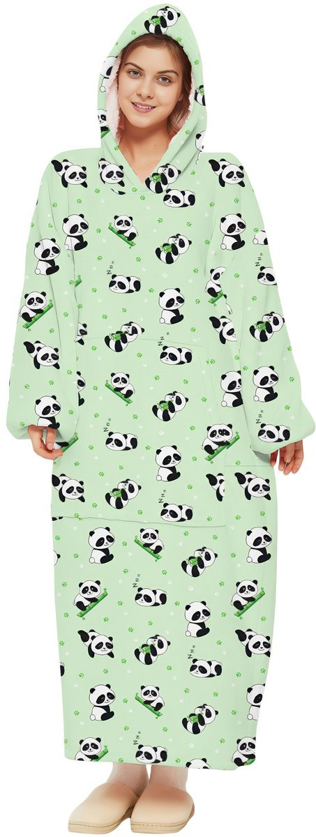 JAXY Hoodie Deken Panda - Extra Lange Fleece Deken met Mouwen - Oversized Blanket Hoodie
