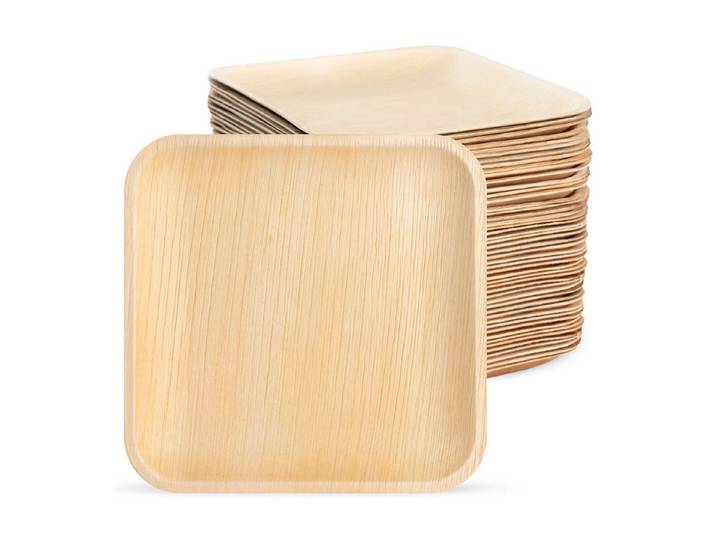 wisefood Einwegteller Palmblatt-Teller, quadratisch, 20 x 20 cm, (400 St)