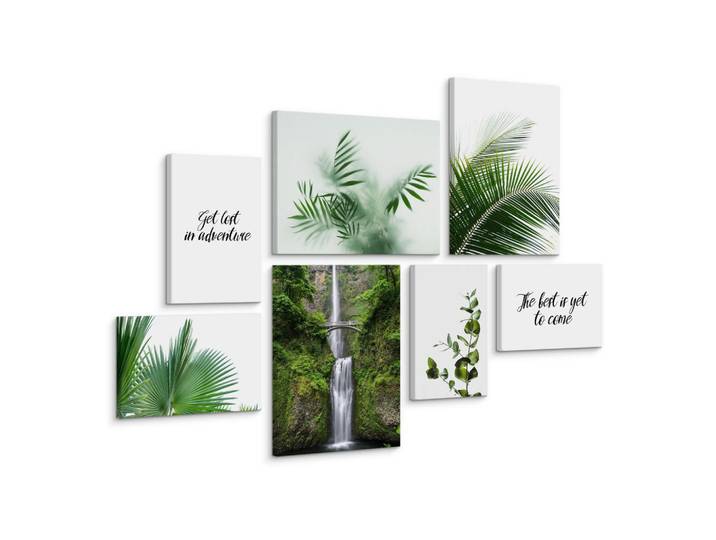 Muralo Leinwandbilder 7-er Set Pflanzen Zitate, Grün, Schwarz, Weiß, Braun, Grau, Baum/Pflanze/Natur, Sprichwort/Zitat, Rechteckig, 110x80 cm, Bilder & Rahmen, Bilder
