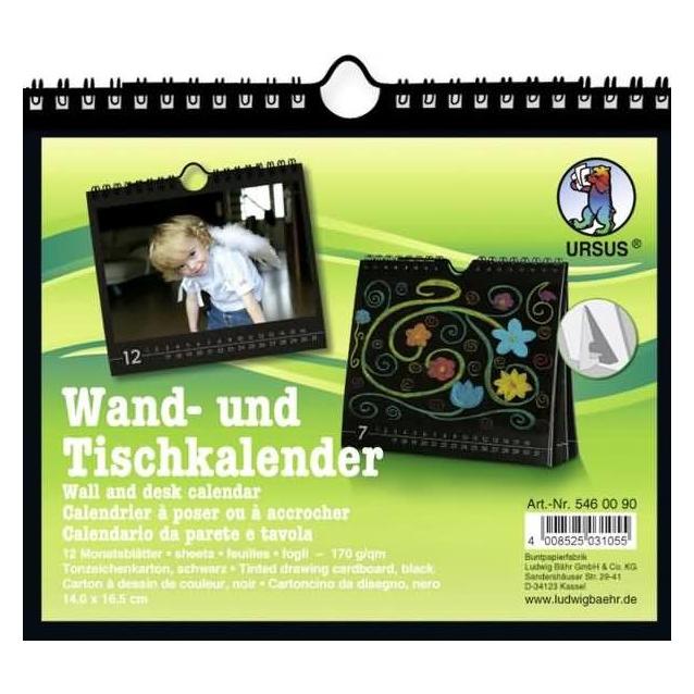 Ursus Wand- und Tischkalender 14x16,5cm schwarz (5460090)