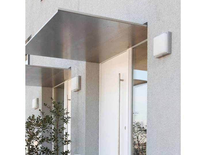 LCD Aussenwandleuchte 046, dimmbar, weiß / opal, Edelstahl, Modern
