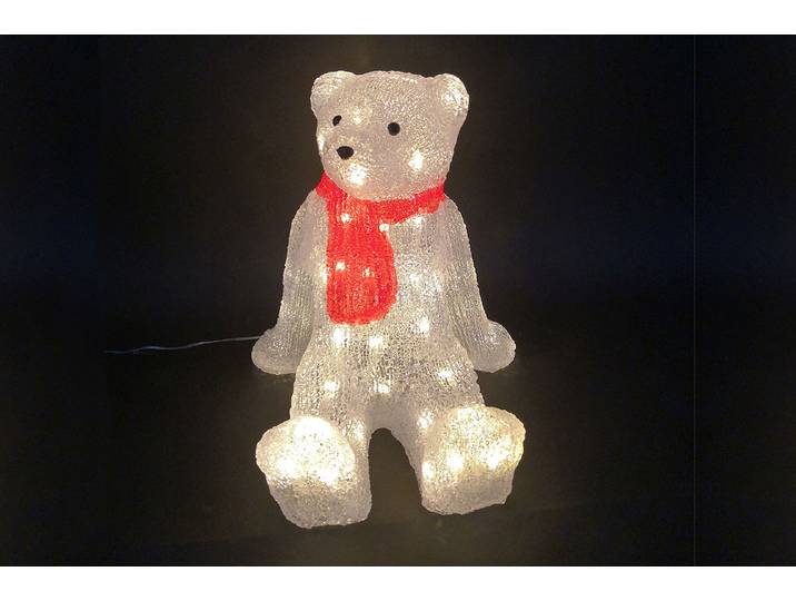 LED Bär sitzend mit rotem Schal 29cm