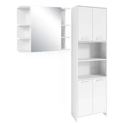 Vicco Badmöbel Set "Maris", Weiß, 2 Teile, mit Hochschrank und Bad Spiegelschrank