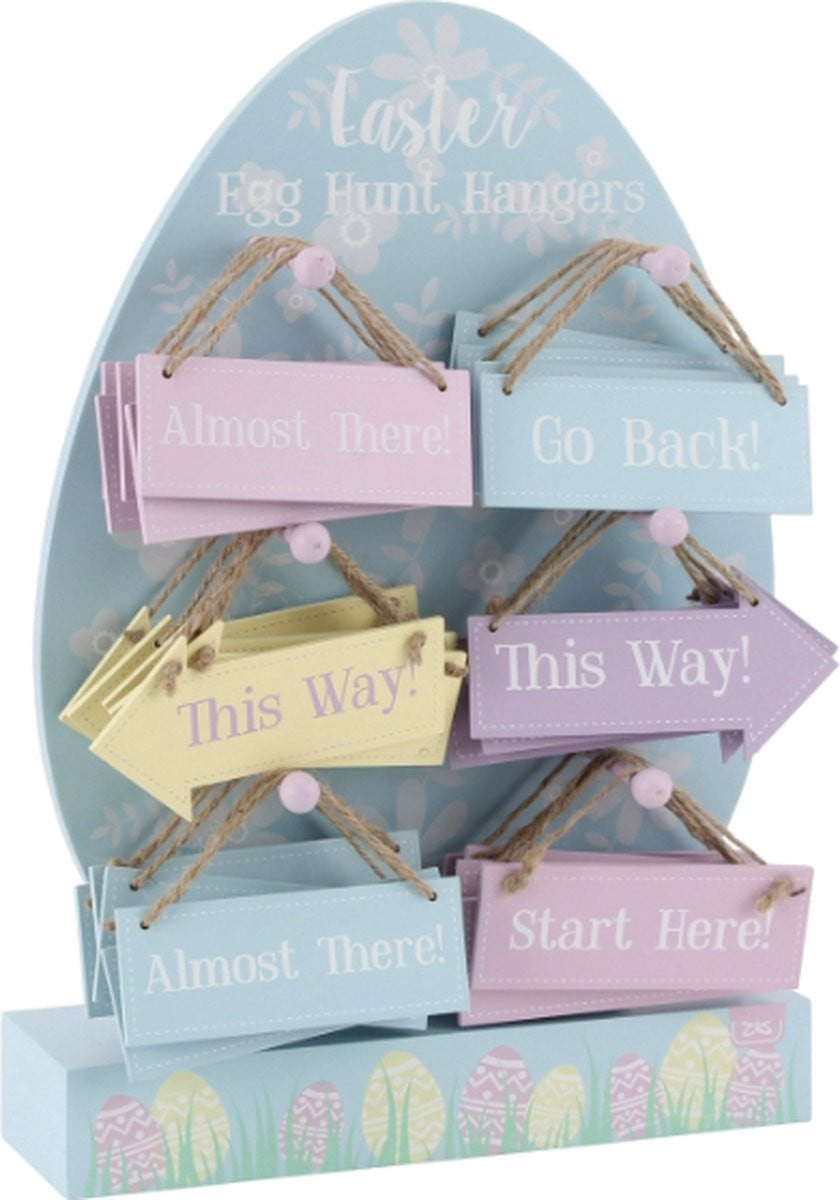 CGB GIFTWARE Easter Egg Hunt Houten Bordjes Set met 6 Teksten
