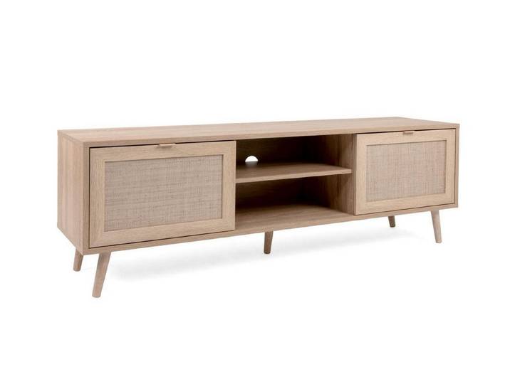 möbelvita TV-Board TV-Board Malmö 56A - in Sonoma Eiche mit Bast-Dekor