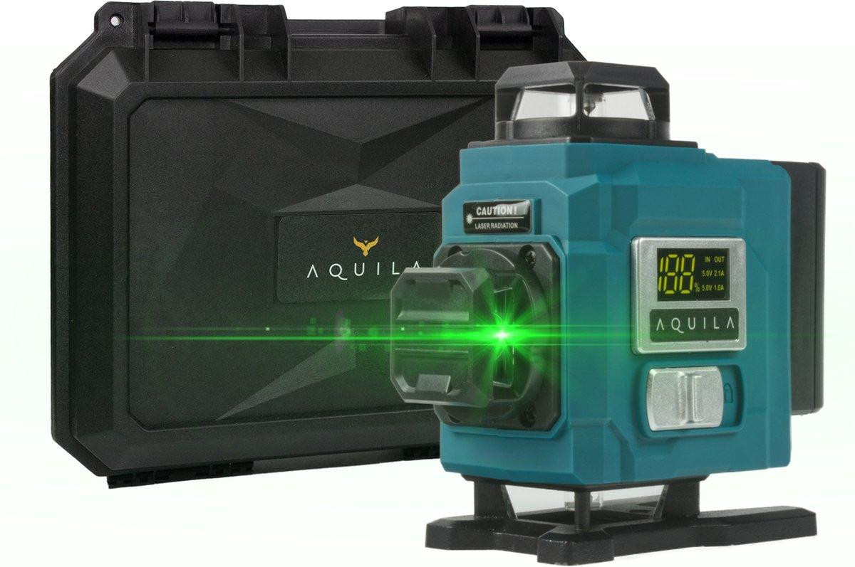 Aquila Kruislijnlaser 16 Lijnen 4D Zelfnivellerend met Mini Statief, 2x Accu en Koffer - IP54 Spatwaterdicht