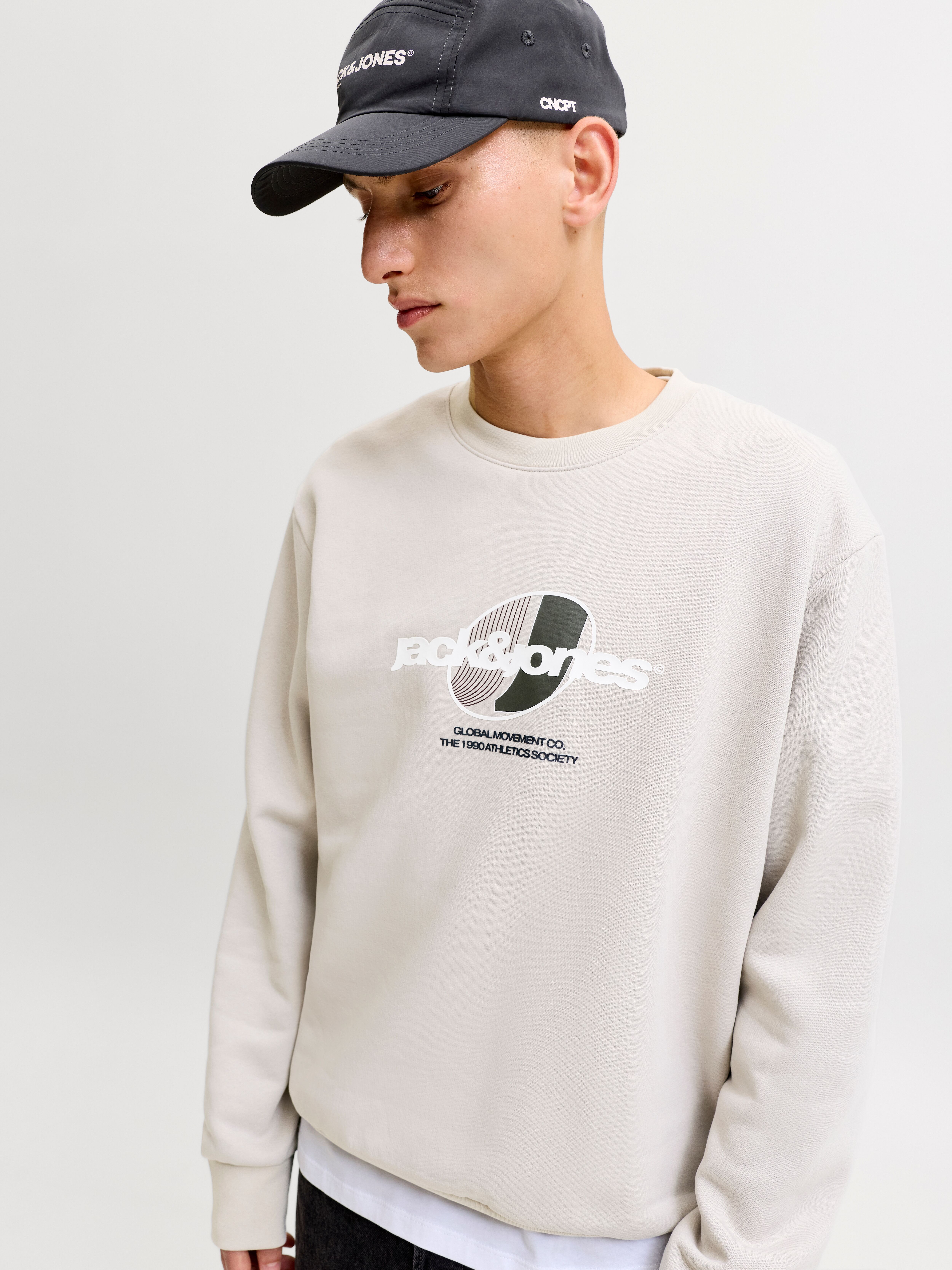 Jack & Jones "JCOCLUB BRANDING SWEAT CREW NECK", Baumwollmischung, regular fit dove S