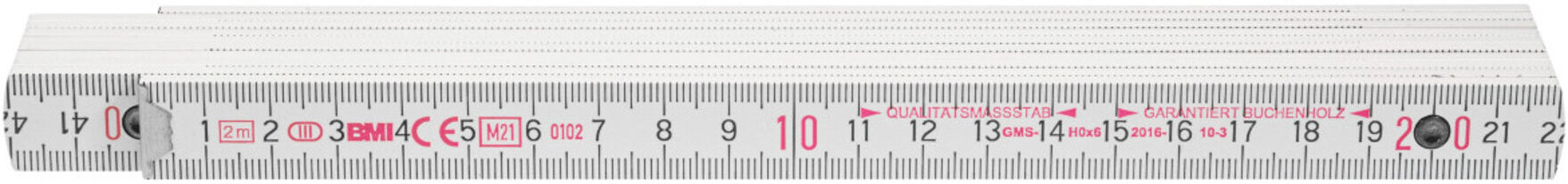BMI Holz-Gliedermaßstab weiß, Länge: 2m (465960 2)