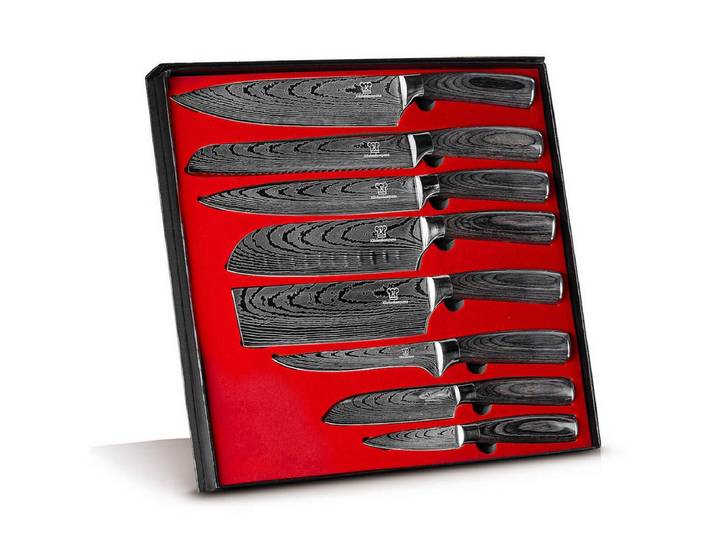 Küchenkompane Messer-Set Asiatisches Messerset Kurai 8-teiliges Küchenmesser Set Premium (8-tlg)