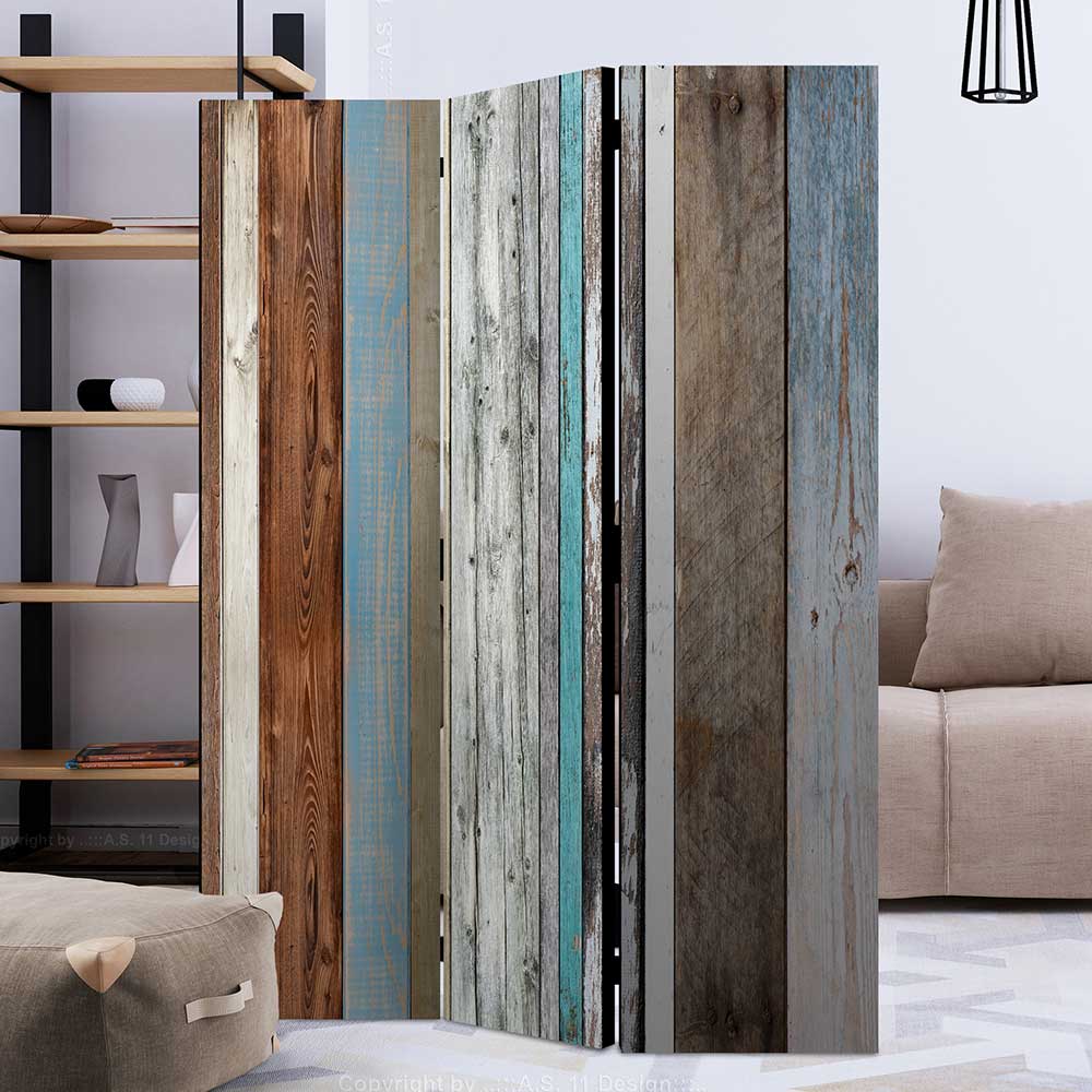 Pharao24.de Raumtrenner in Bretterwand Optik Shabby Chic Stil