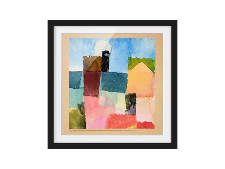 Bild Mondaufgang I Teilmassivholz Kiefer, matt lackiert Multicolor 30 x 30cm