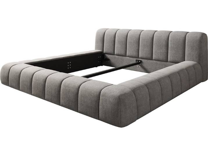 DELIFE Polsterbett Cutio, Strukturstoff Soft Grau 180x200 cm