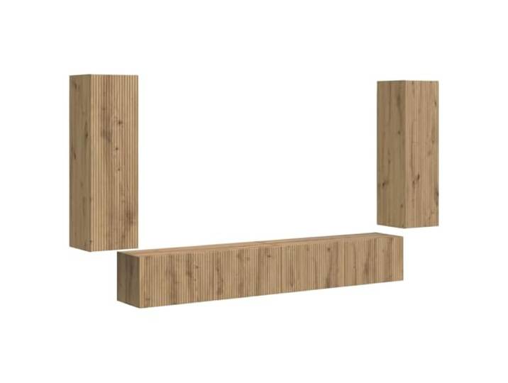 hliofuir TV Wandboard 4er Set Artisan-Eiche Holzwerkstoff Hängeregal Wandmontiertes Mediencenter für Wohnzimmer und Schlafzimmer mit 4 Schränken, Klapptüren und viel Stauraum.