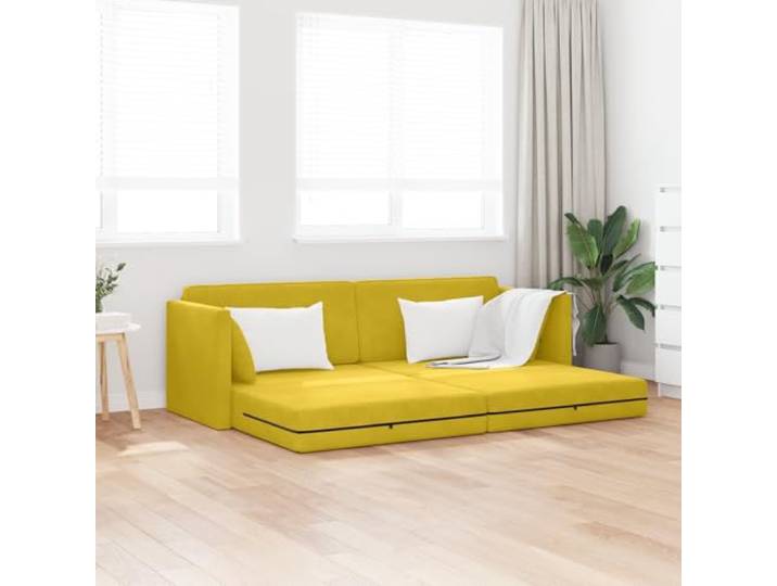 HEFZGDB Boden Sofabett 2-in-1 Gelb 213x144x60 cm Velvet Modernes Design Abnehmbare Bezüge Geräumige Sitzgelegenheit Vielseitige Nutzung Robuste Konstruktion Einfache Reinigung