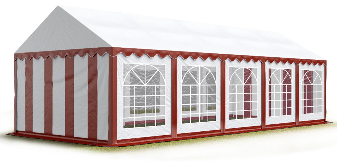 TOOLPORT Partyzelt Festzelt 5x10 m Garten-Pavillon PVC Plane 700 N in rot-weiß Wasserdicht
