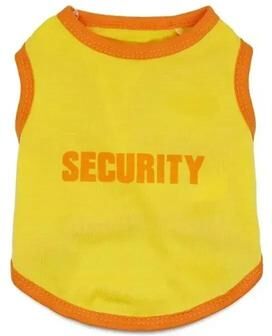 Uplift Essentials """Security"" Print Pet Vest Lightweight Comfort Cotton T Shirt Costume For Small Dogs, Cats & Small Animals yellow xs"