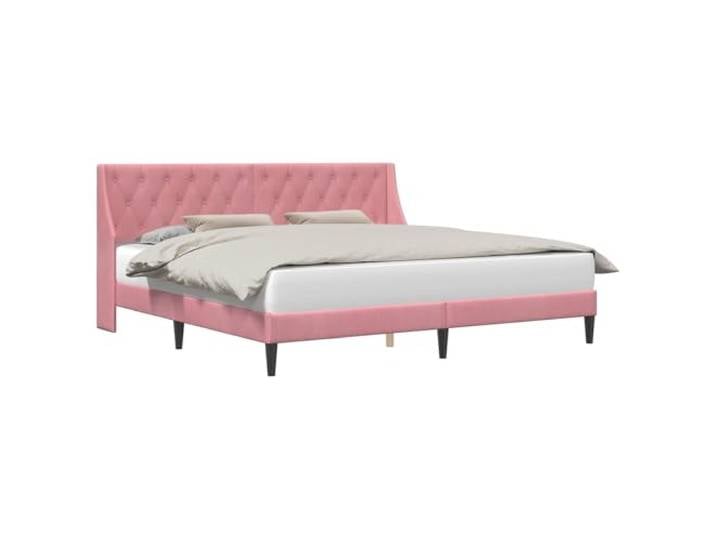 KKgypkn Samtbett 200x200 Rosa mit Kopfteil, moderner Bettrahmen aus Samt und Sperrholz, inklusive Lattenrost und gedrehten Beinen