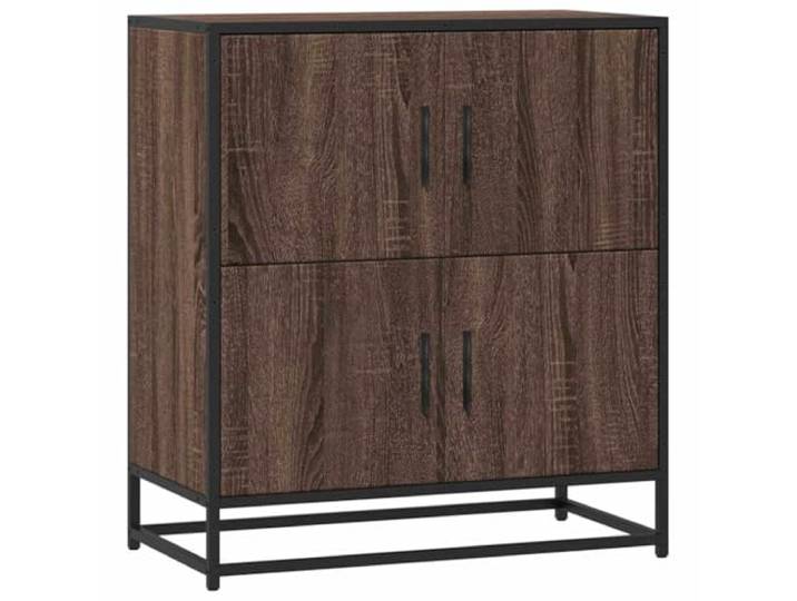 HGFDVCMR Sideboard Braun Eichen-Optik 68x35x76 cm Beistellschrank Metall Vielseitiger Aufbewahrungsschrank in Industrie-Optik mit stabilen Metallbeinen für Flur, Esszimmer und Schlafzimmer.