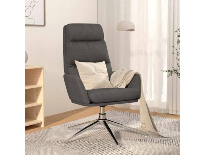 HEFZGDB Dunkelgrauer Stoff Relaxsessel Drehsessel 360 Grad Drehfunktion mit Metallgestell und gepolsterten Armlehnen für höchsten Sitzkomfort