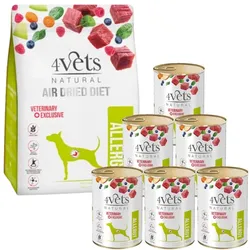 4Vets Natural Allergy Set; Trockenfutter 1kg + Nassfutter 6x400 g