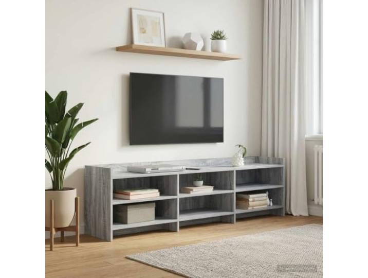 GKMBCVDFR TV-Schrank 168 x 33 x 47 cm Grau Holzwerkstoff mit Stauraum Rechteckige Form, pflegeleichte Oberfläche, Montage zu zweit, viele Fächer, robuste Konstruktion