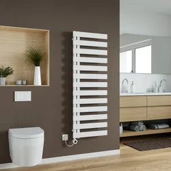 AZUR Elektrischer Handtuchwärmer Lilly seitlich offen, 1400 x 600 mm, Weiß, 700 Watt, inkl. Heizstab Typ 6.1 mit App-Steuerung