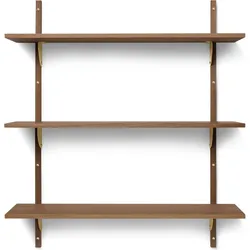 Sector Regal 87 cm dreifach dunkle Eiche mit Messing-Befestigung