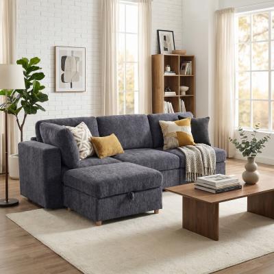 Loedds 4-Seat Modular Modern Polyester Sectional Sofa with Convertible Design and Storage for Living Room