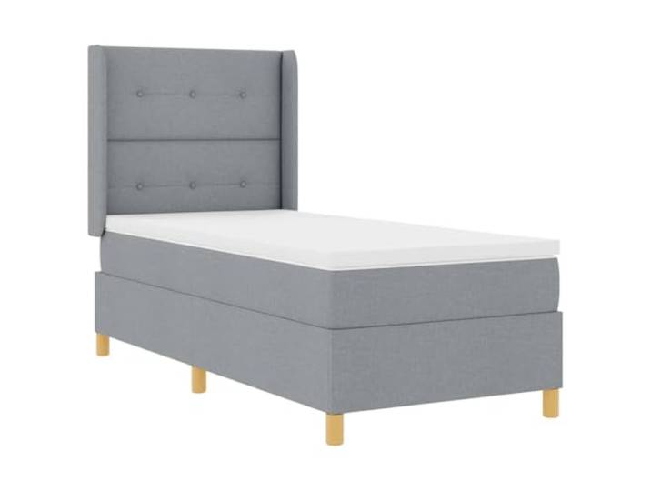 KTHLBRH Boxspringbett hellgrau 90 x 200 cm Stoff Verstellbares Kopfteil, mittlere Matratze, goldene Beine, Engineered Holz