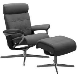 Stressless Sessel mit Hocker Erik Cross Leder Grau Batick Grey M (Medium)