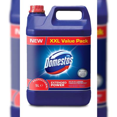 Pro Formula Domestos Professional Original Hygienereiniger mit Aktiv-Chlor für Reinigung, Desinfektion und Bleiche für Küche, Bad und Wäsche, 5L Kanister