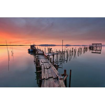 Fototapete PAPERMOON "Steg im Wasser", bunt, B:2m L:1,49m, Vlies, Tapeten