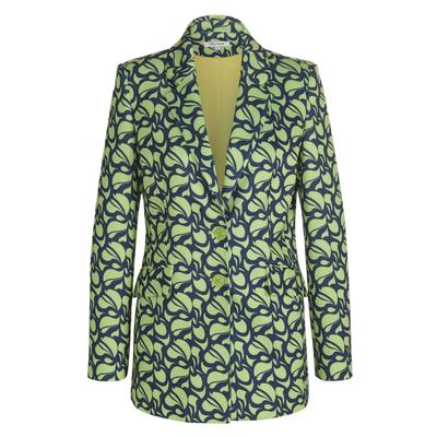 Jackenblazer ALBA MODA "Blazer Blazer", Damen, Gr. 34, grün (grün, marine), Obermaterial: 95% Polyester PES. 5% Elasthan EL., Modern, figurbetont, Blazer