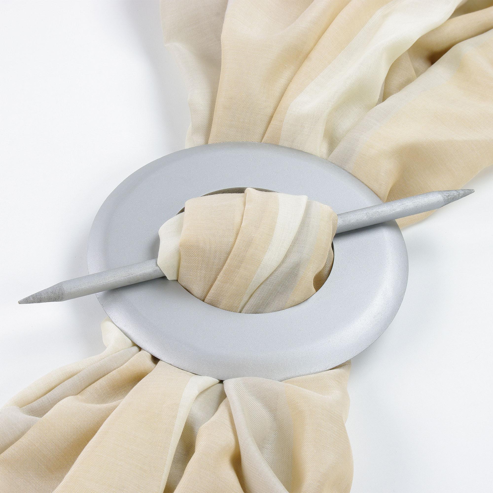 Raffspange LIEDECO, silber (silberfarben), Ø:10,5cm, Obermaterial: 100% Holz, Raffhalter, Raffspange, aus Holz silberfarben Ø 10,5cm
