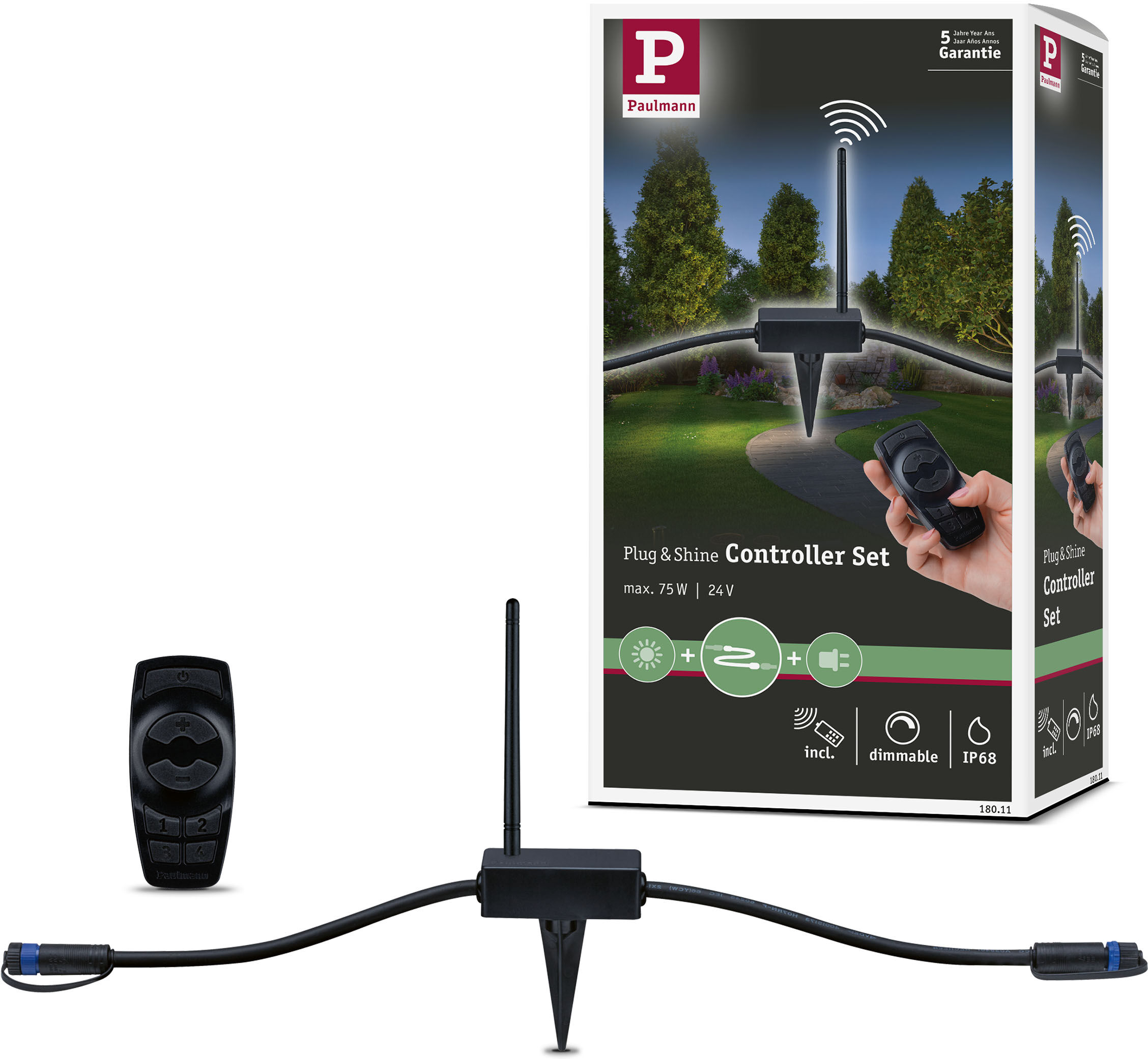Schienensystem-Controller PAULMANN "Outdoor Plug & Shine Controller", schwarz, B:26cm H:9cm T:4cm, Kunststoff, Stromschienensysteme, Schienensystem-Controller