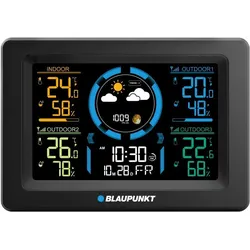 Blaupunkt Stacja pogodowa z 3 czujnikami z LCD WS40BK, Wetterstation, Schwarz